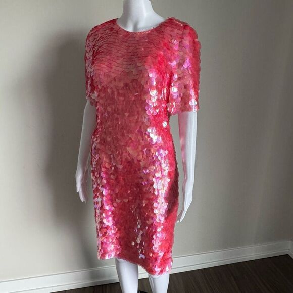 Vintage Silk Pink Beaded Sequin Prom Dress - Picture 6 of 10